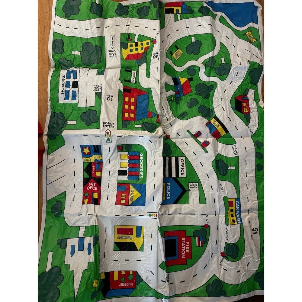 Vintage Mini-Car Motor Mat 4'x5' 1981 Toy Car Vinyl Playmat