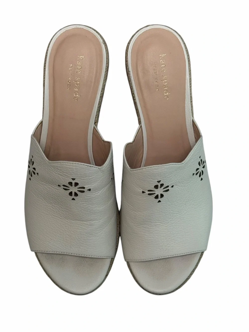 Kate Spade ♠️ NY Leather Tia Lea Espadrille Wedge with Floral Cutouts- 8.5