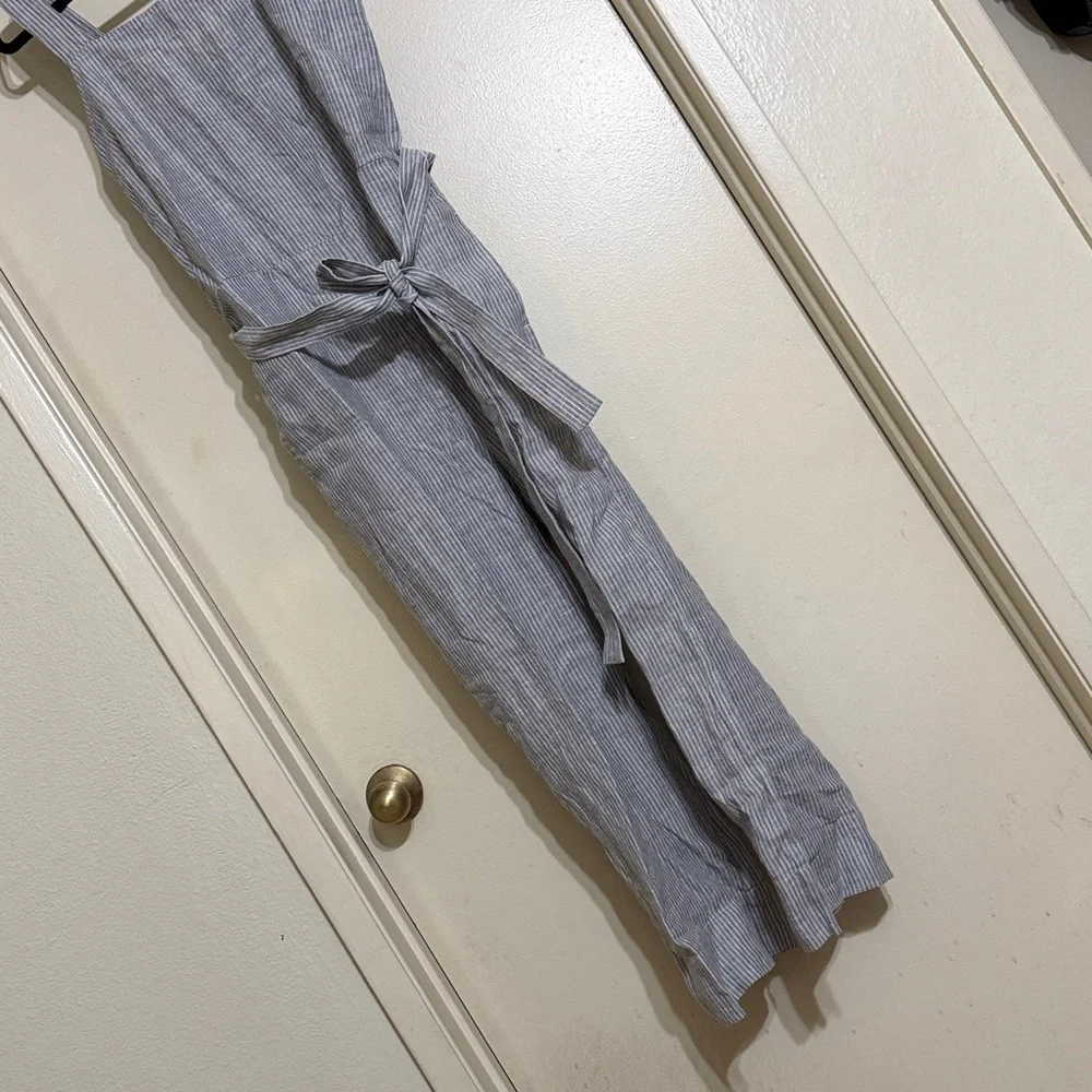 Everlane linen striped jumpsuit