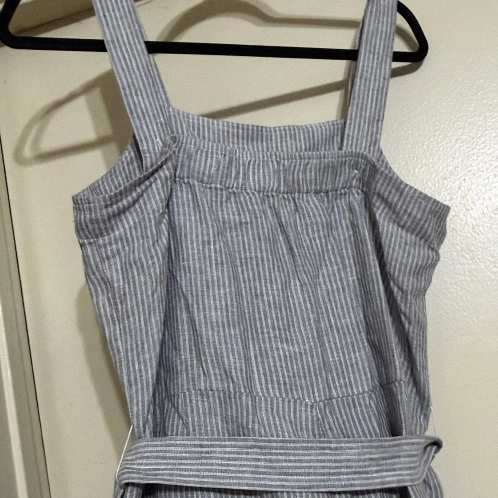Everlane linen striped jumpsuit