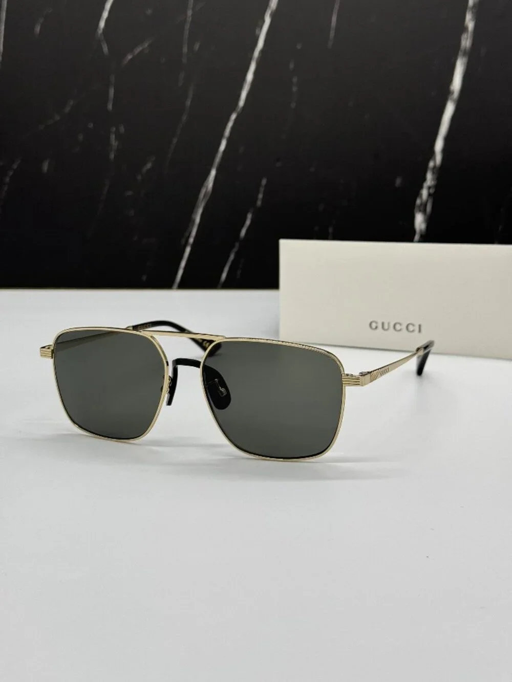 NEW GUCCI GG0743S 001 SUNGLASSES GOLD/GRAY UNISEX EYEWEAR