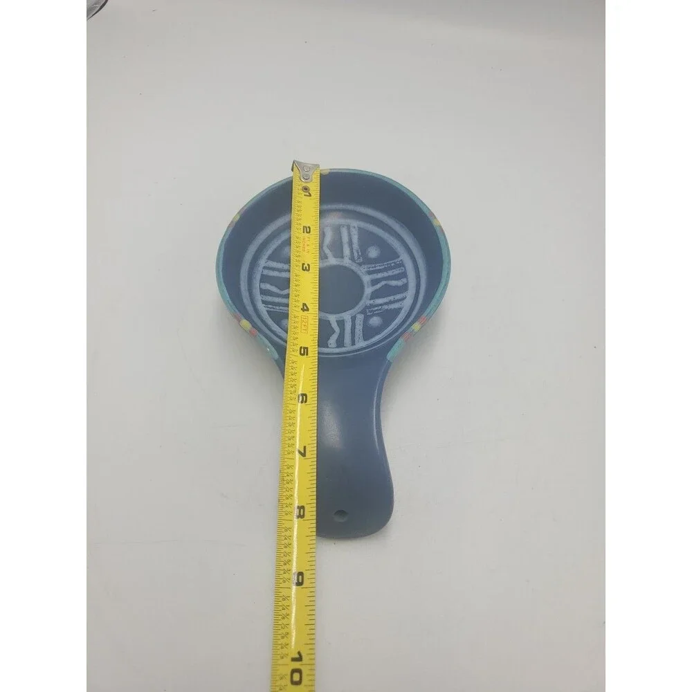 Vtg Treasure Craft Paradise Southwest Spoon Rest Blue Aztec USA 80’s-90’s MCM