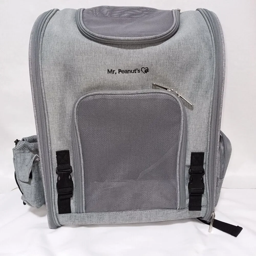 Mr Peanuts Aspen Backpack Pet Carrier Platinum Grey Airline Approved Ventilated