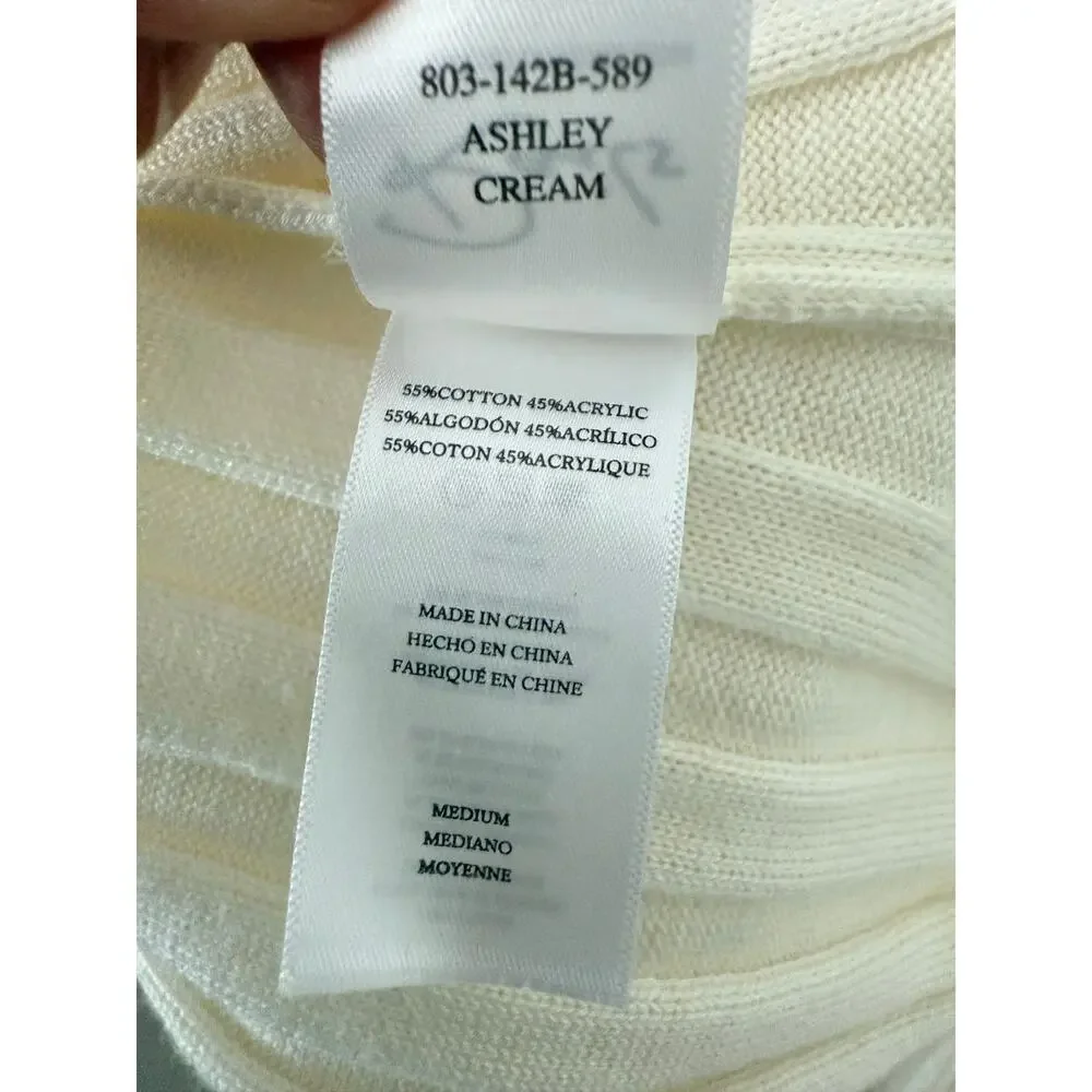 Rails Ashley Rib-Knit Midi Dress Cream Sleeveless Stretch Cotton Blend Size M
