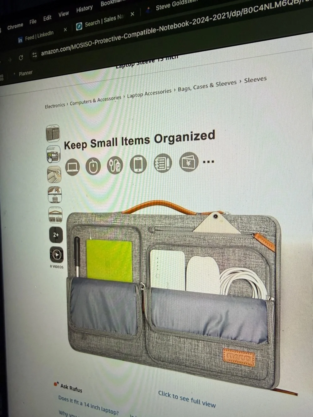 Gray Men's Laptop Briefcase with Tan Accents