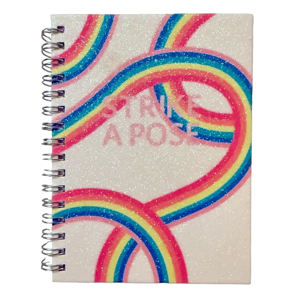 New Rainbow Glitter “Strike A Pose” Notebook Journal