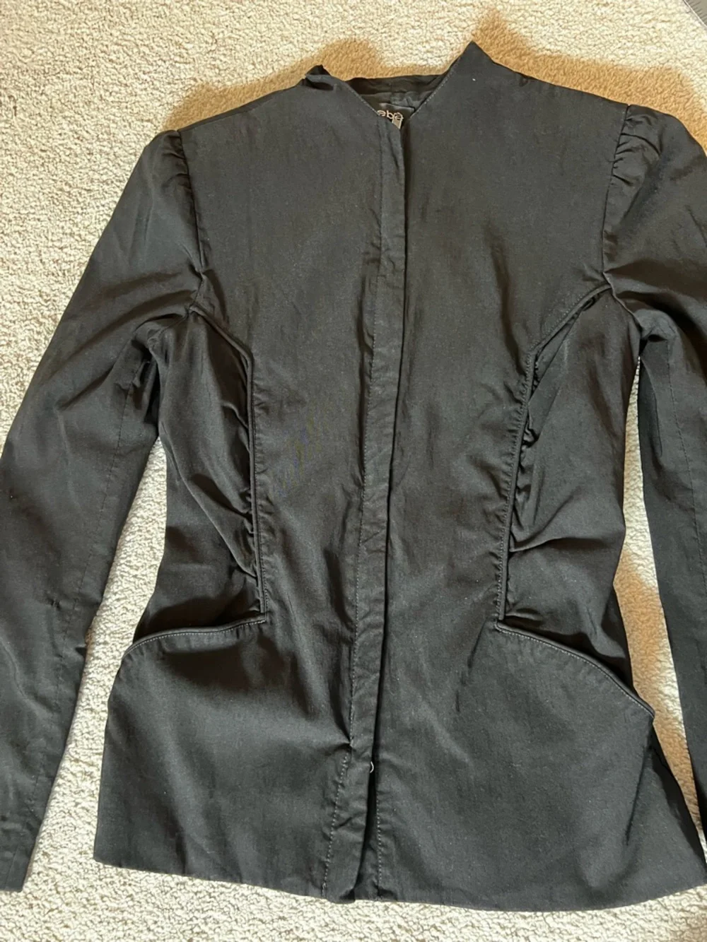 Vintage Bebe jacket Zip-up Black Blazer Y2K 90s Sz S Ruched Hard To Find #F USA