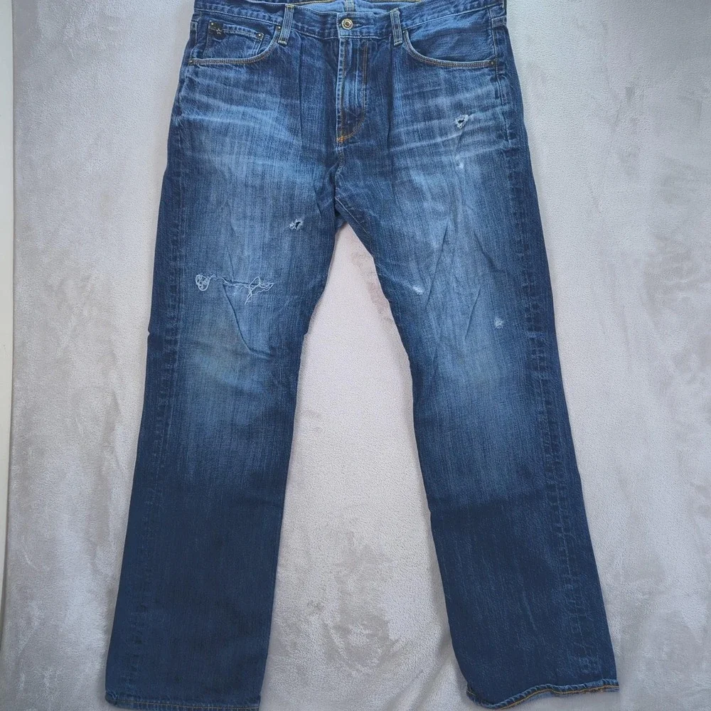Big Star 1974 Union Jeans Mens 36x32 Blue Regular Straight Distressed‎ Denim