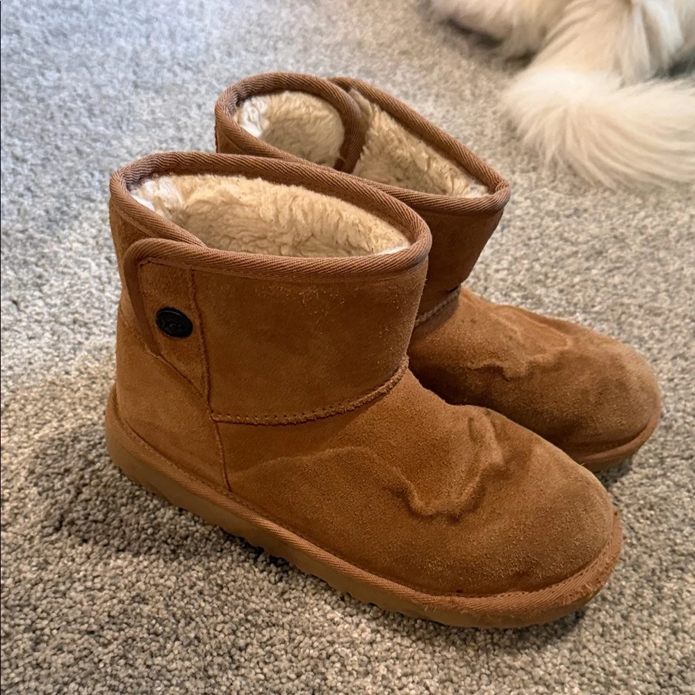 UGG Kids Chestnut Brown Suede Moccasin Boots