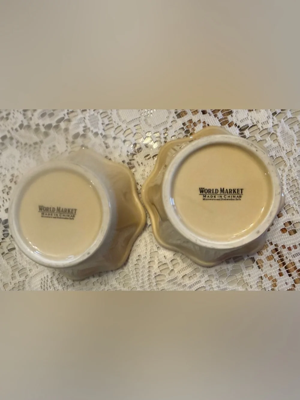 World Market Apple Basket Ramekins Set of 2 Farmhouse Stoneware