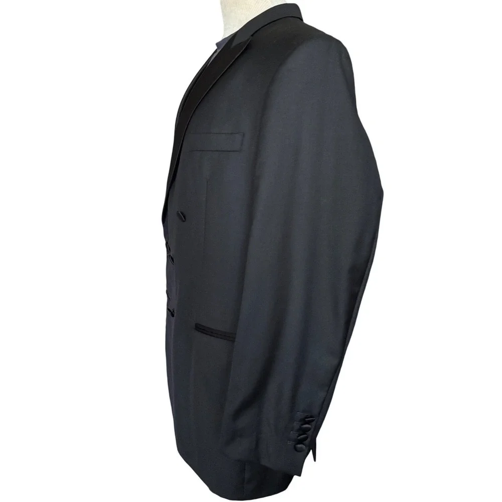 OLIVER WICKS Tuxedo Men's Black Double Breasted Shawl Collar Jacket Wool Blend