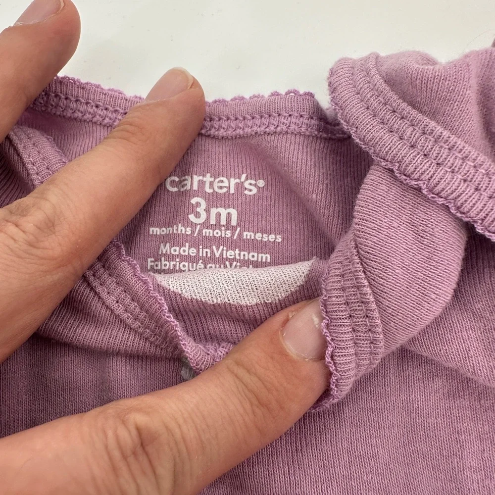 Set of 4 Baby Onesies in Pink and Purple Girl Bodysuits Spring Summer 0-3 Months