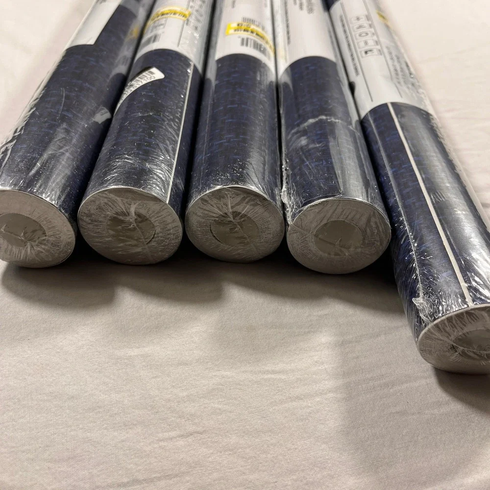 5 Lot RoomMates Peel & Stick Wallpaper Navy Blue NEW Faux Grasscloth RMK11698RL