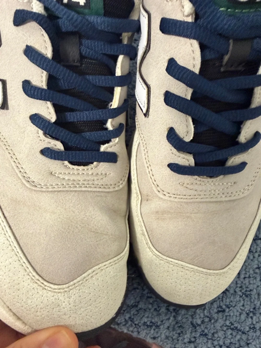 New Balance Men's 574 Classic Sneaker - Beige with Green Accents