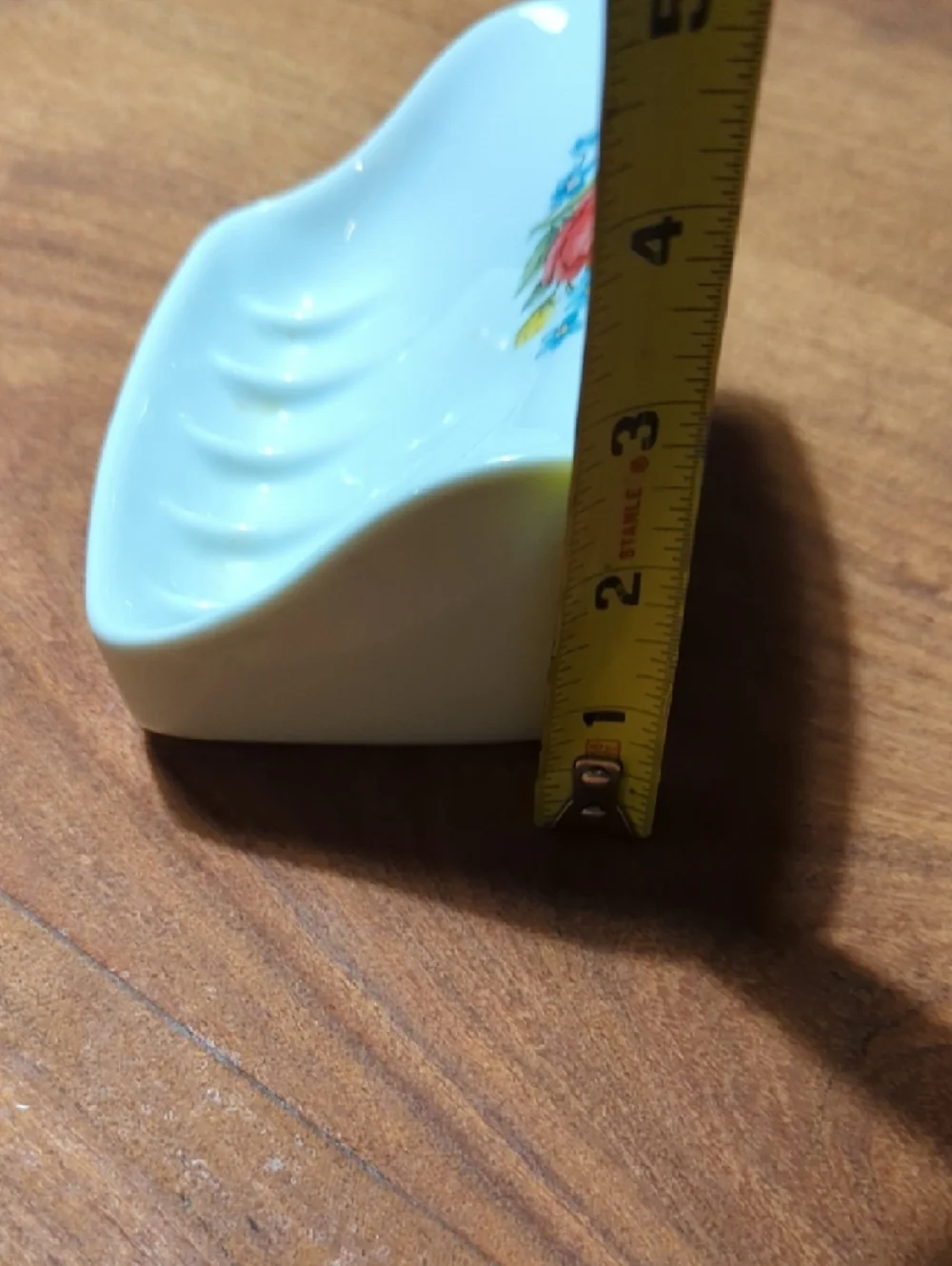 Vintage Porcelain Soap Dish - White with Floral Accent