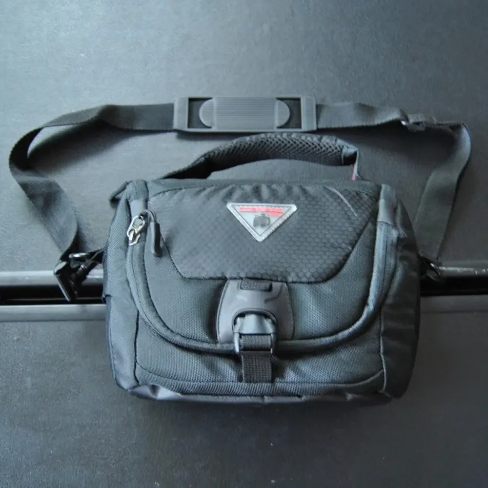 Precision Small Black & Red Camera Bag w/ Rain Cover