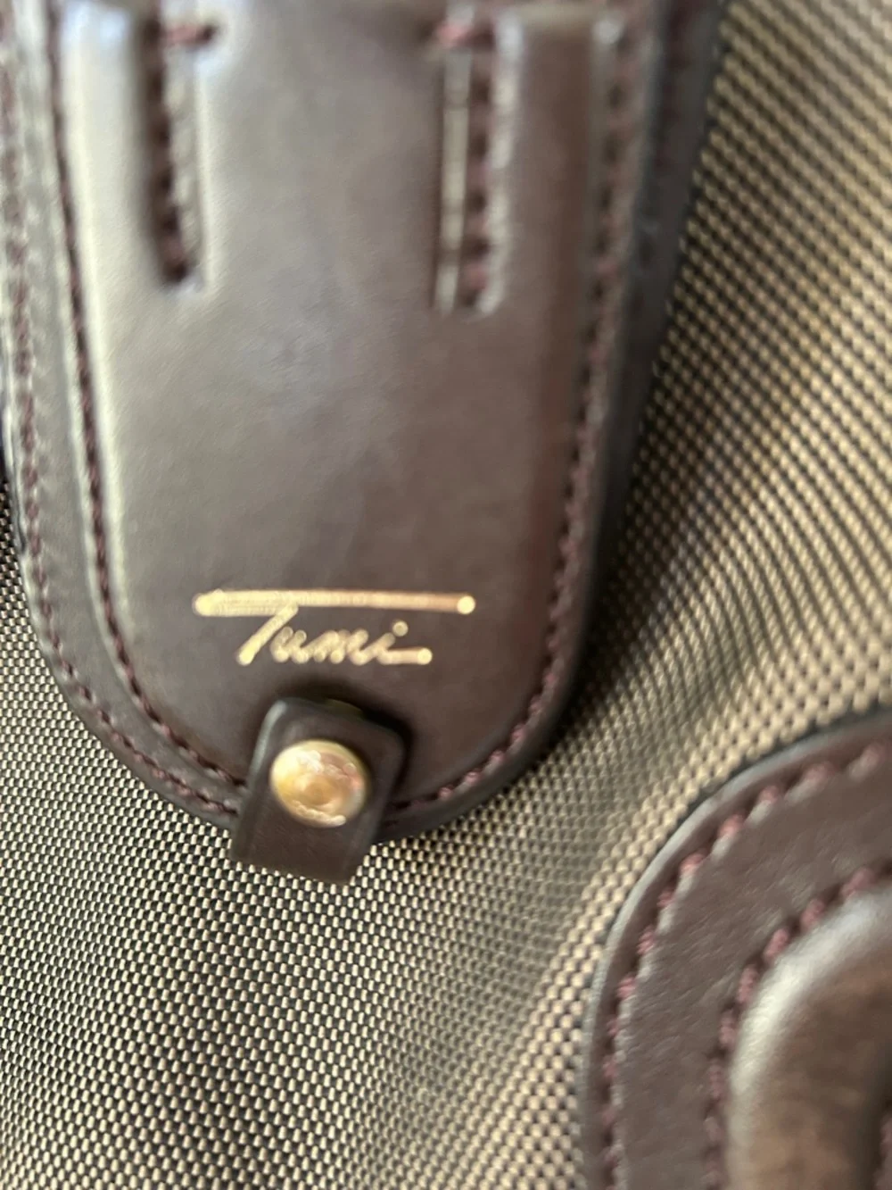 TUMI Dark Brown Canvas & Leather Business Laptop Bag