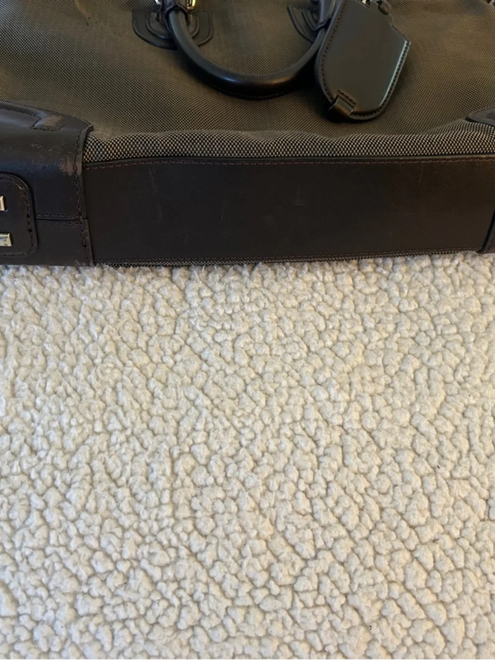TUMI Dark Brown Canvas & Leather Business Laptop Bag
