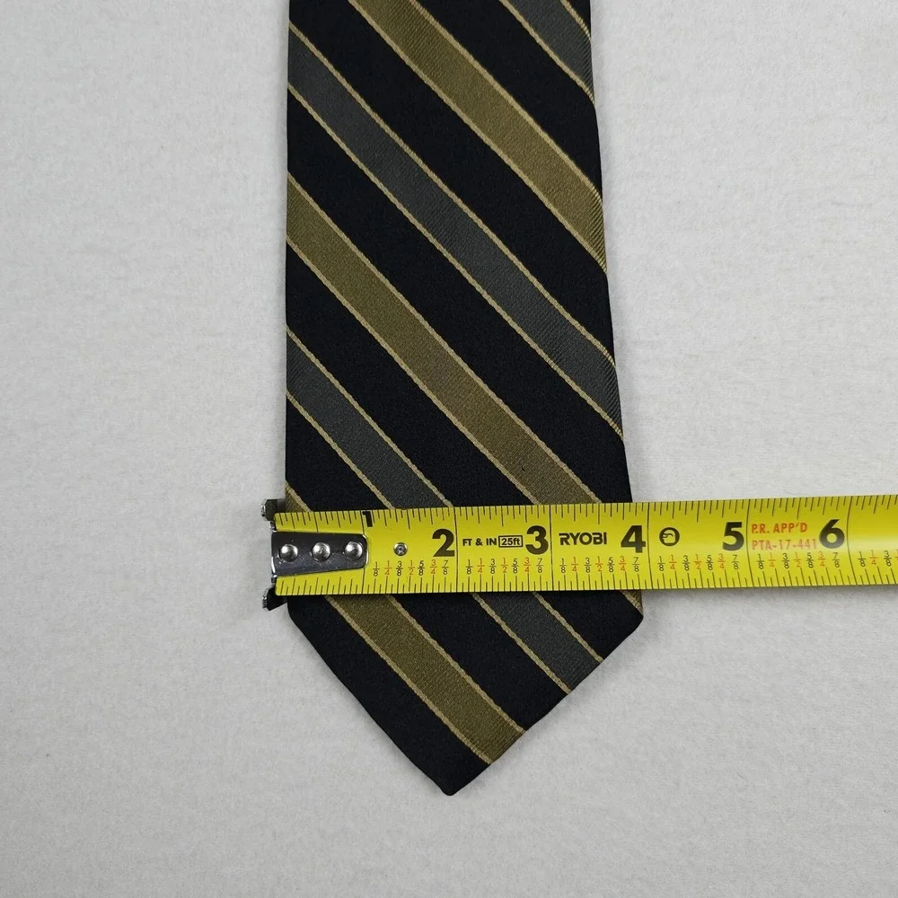 Robert Talbott Tie Black Brown Striped Mens REPP Necktie 100% Silk Designer USA