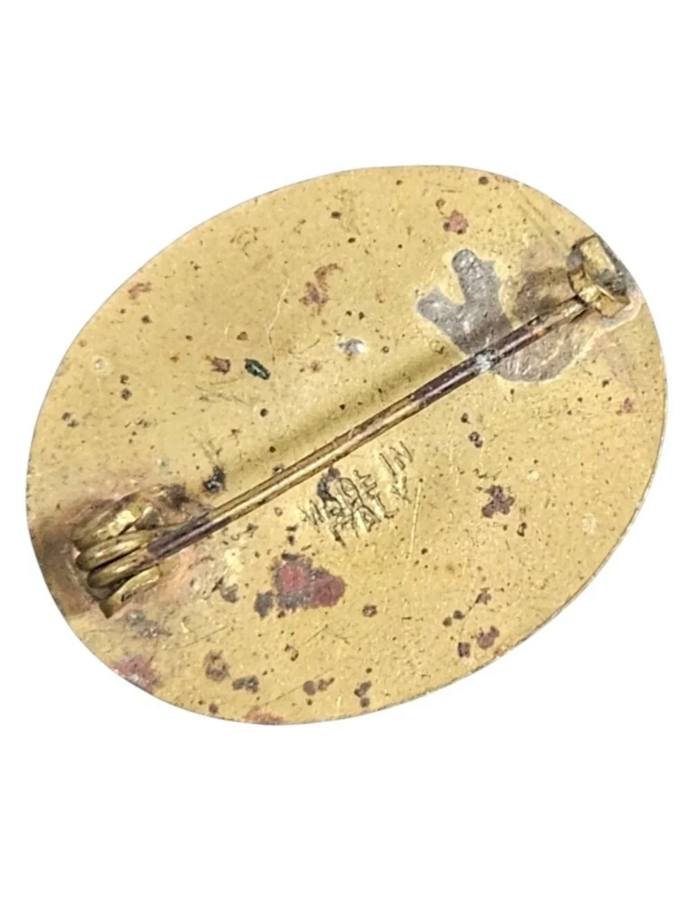 Micro Mosaic Flower Brooch Gold Tone Multi Color Made In Italy Art Deco VTG
