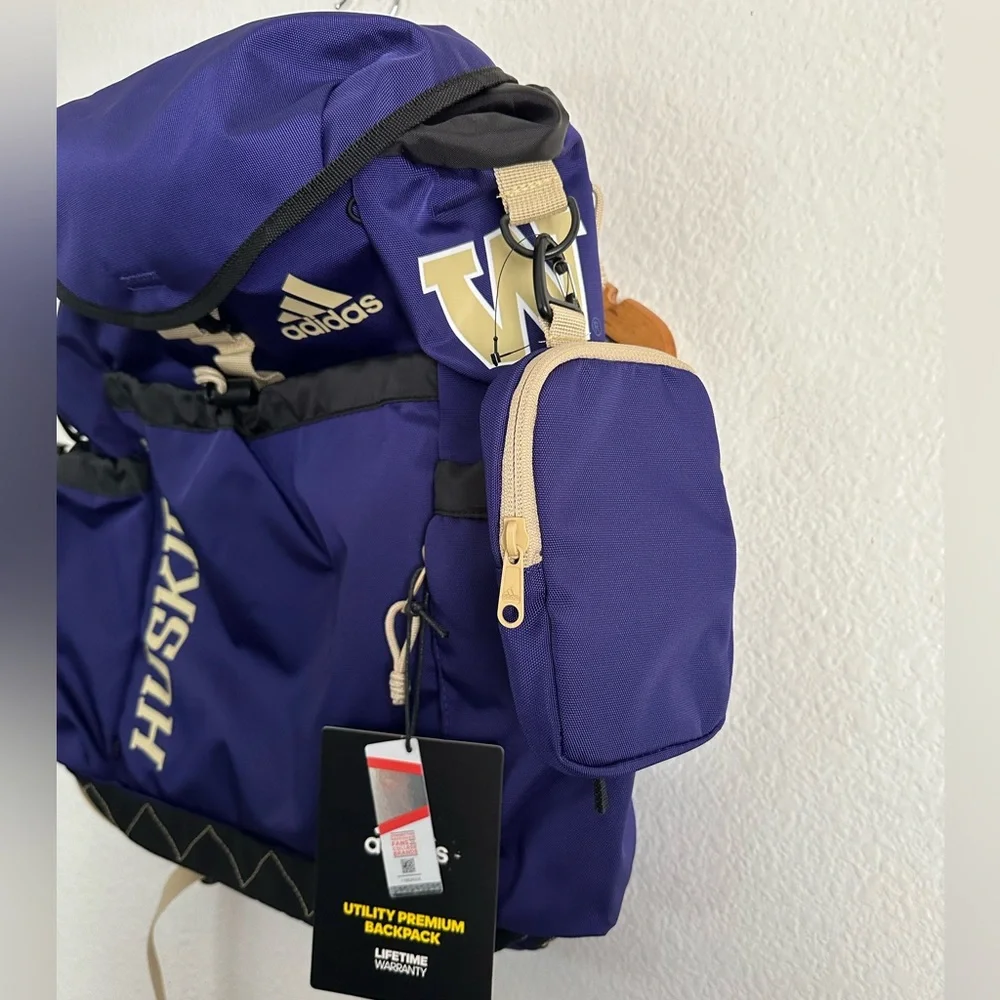 Washington Huskies Adidas PE Utility Premium Backpack Bag Elite NCAA Athletic
