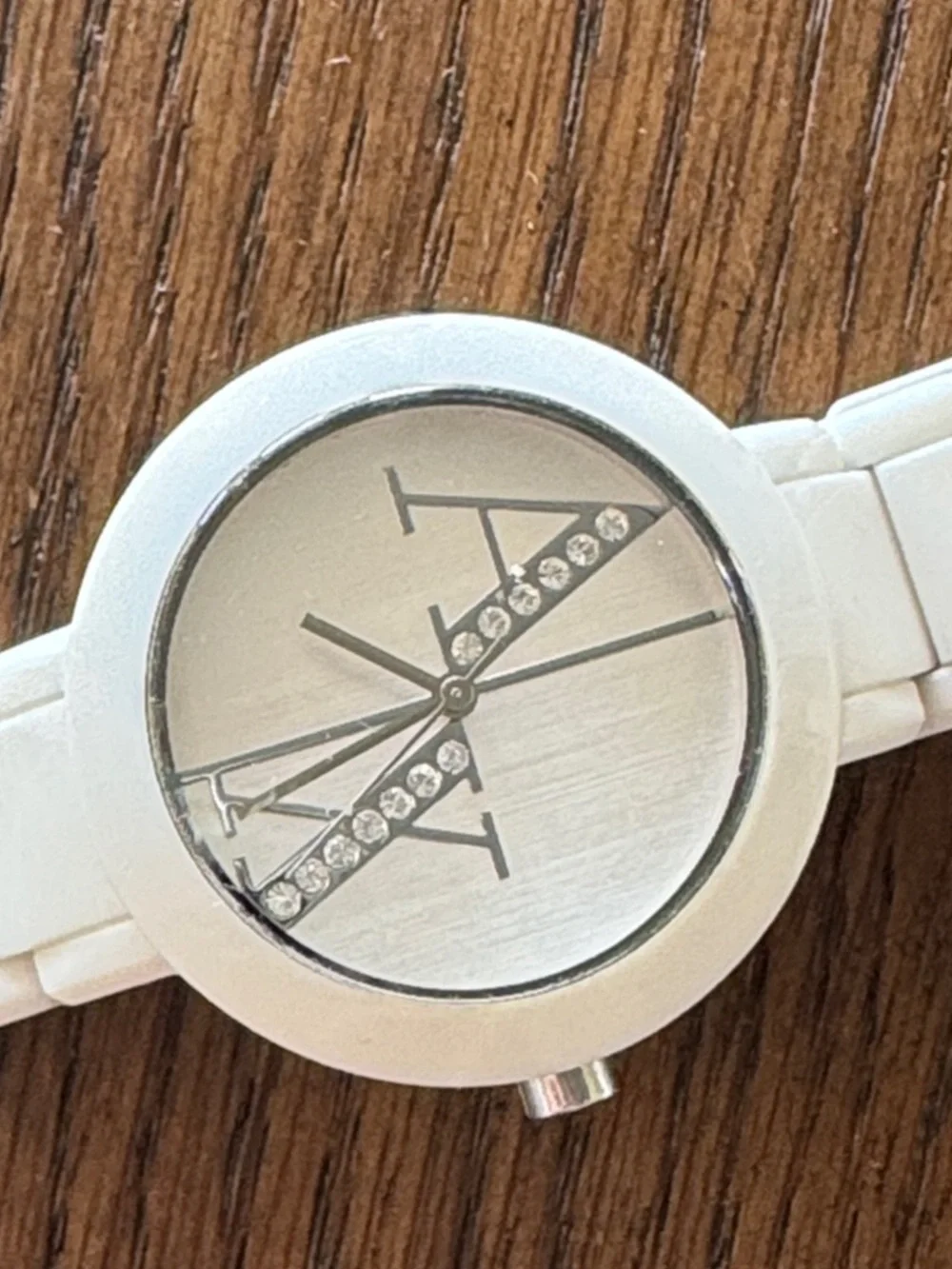 Armani Exchange white acrylic