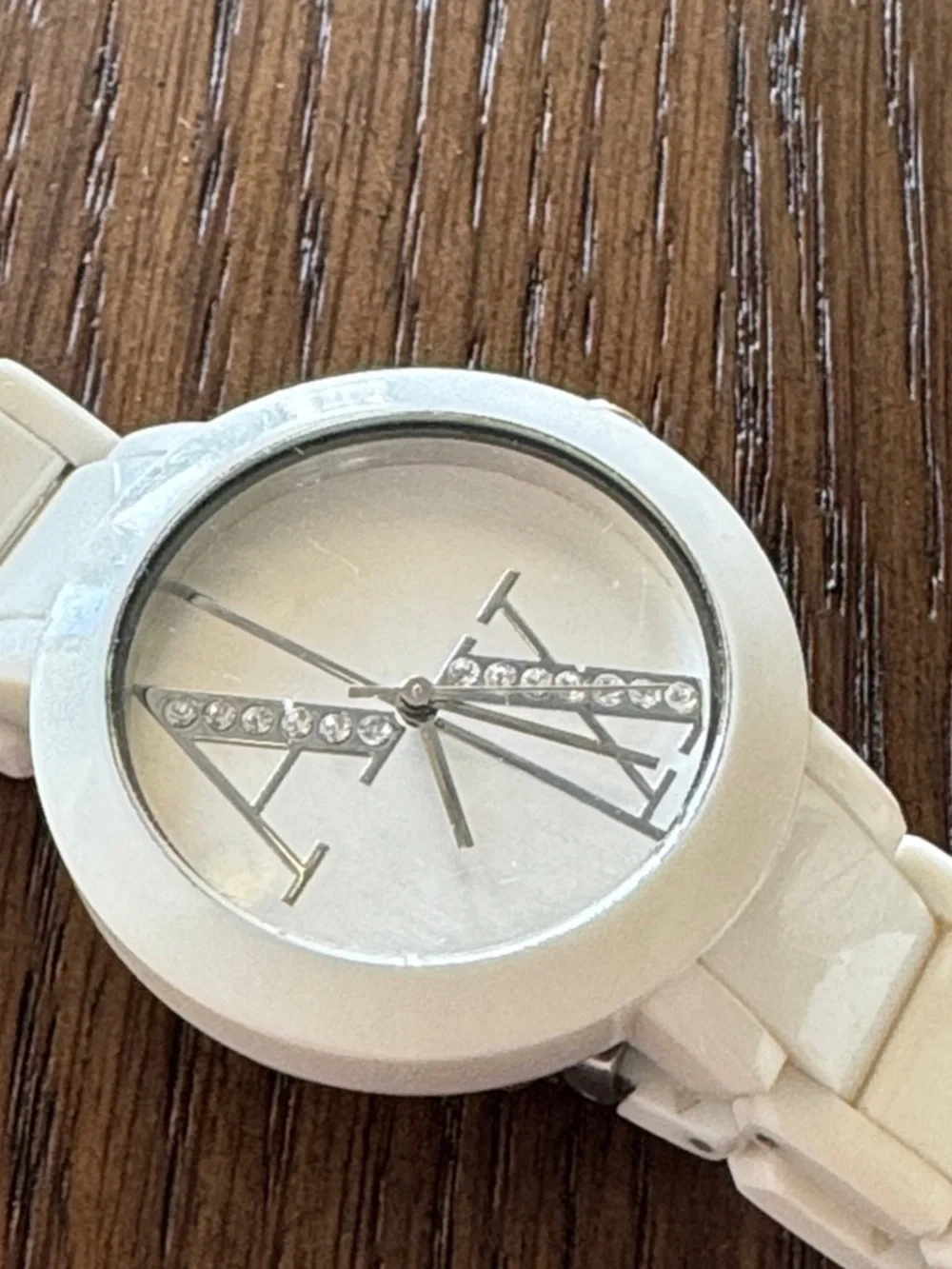 Armani Exchange white acrylic