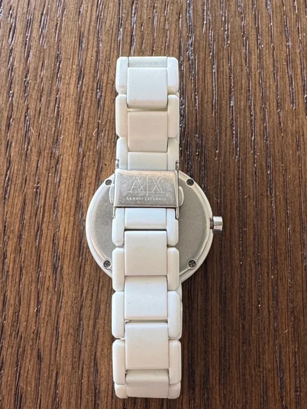 Armani Exchange white acrylic