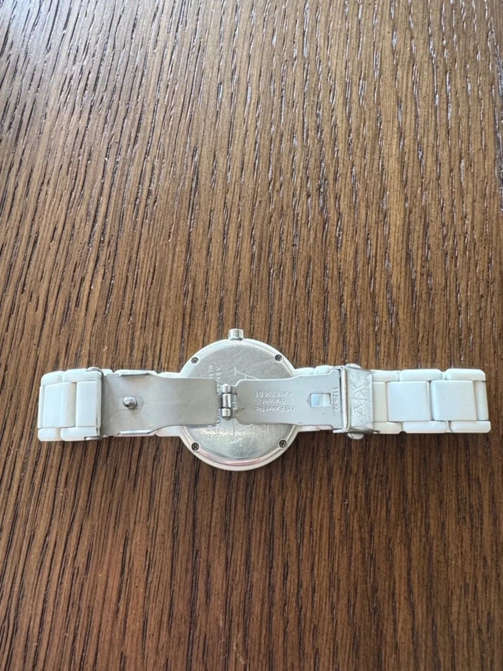 Armani Exchange white acrylic