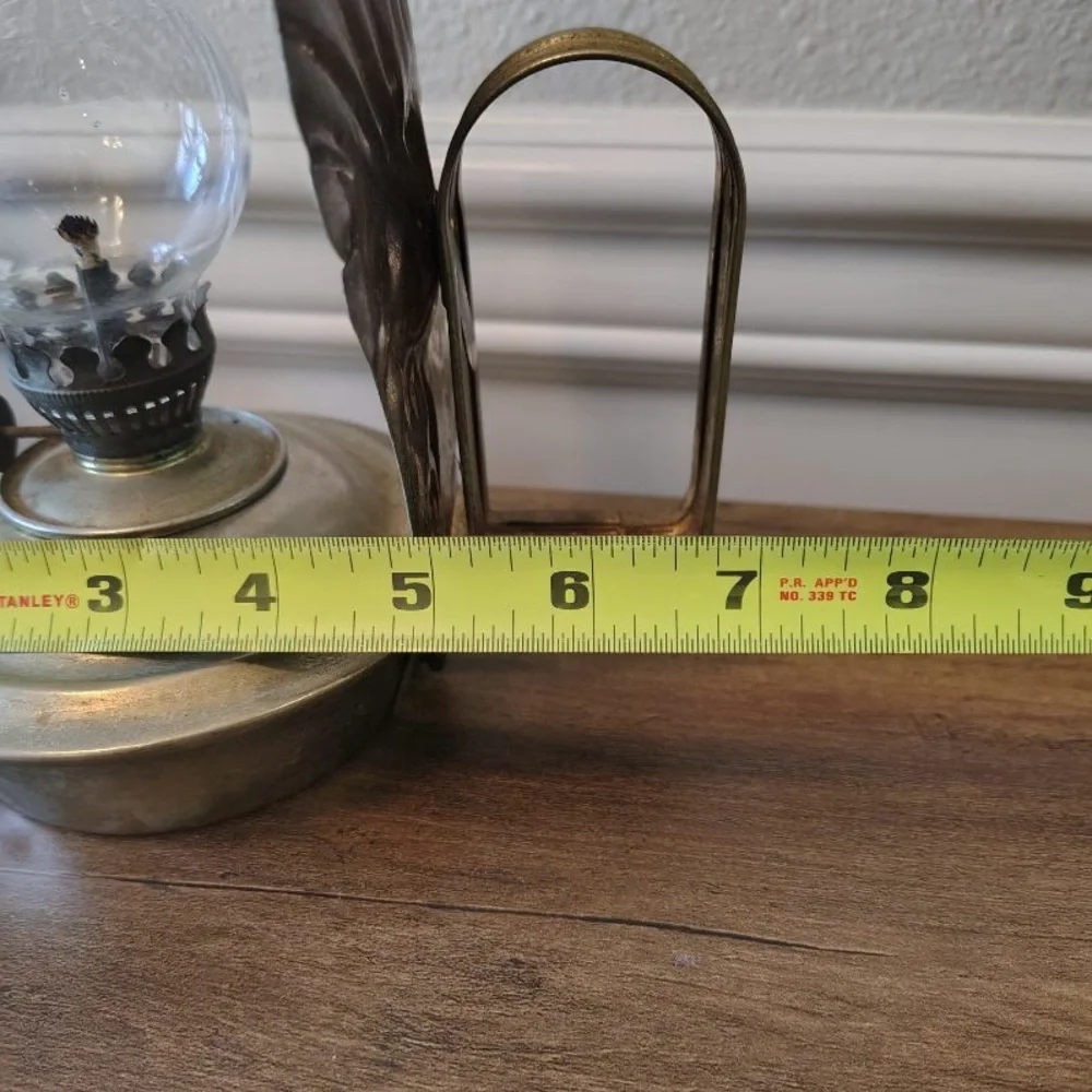 Vtg MCM Metal Oil Hanging Lanterns Nautical Patina Decor Pair Of 2 Wall Decor