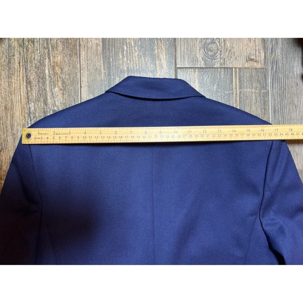 H&M Mens Blue Textured Slim Fit Blazer Suit Jacket Size 38R Preppy 2 Button Work