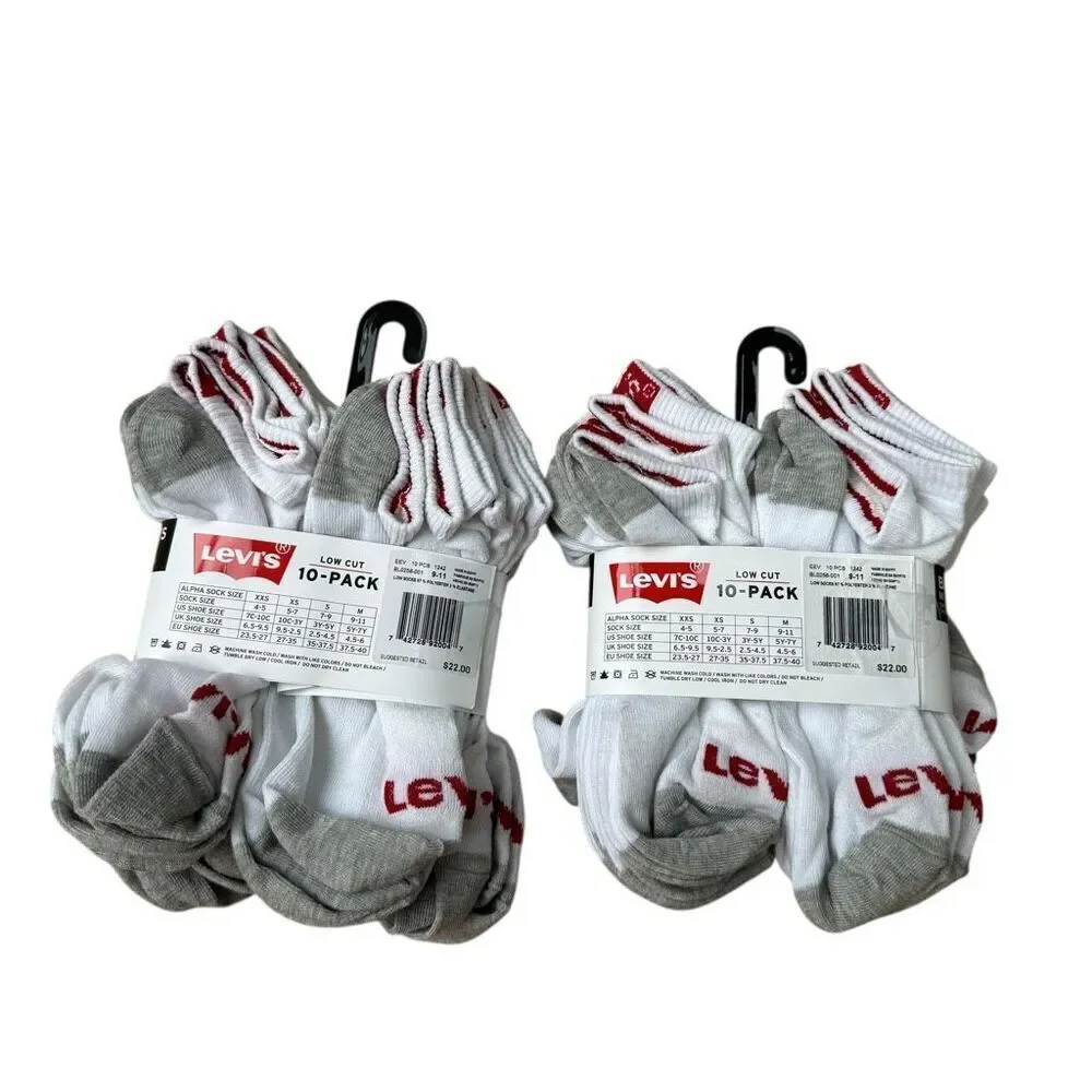 Levi's Kids boys low Cut 20 pairs Socks size M shoe size 5-7Y NWT