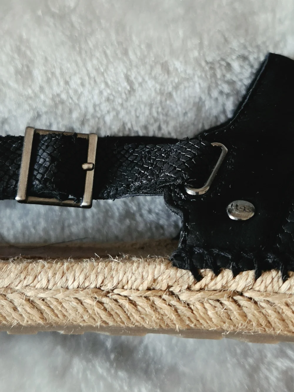 UGG Black Espadrille Slingback Sandals with Jute Sole
