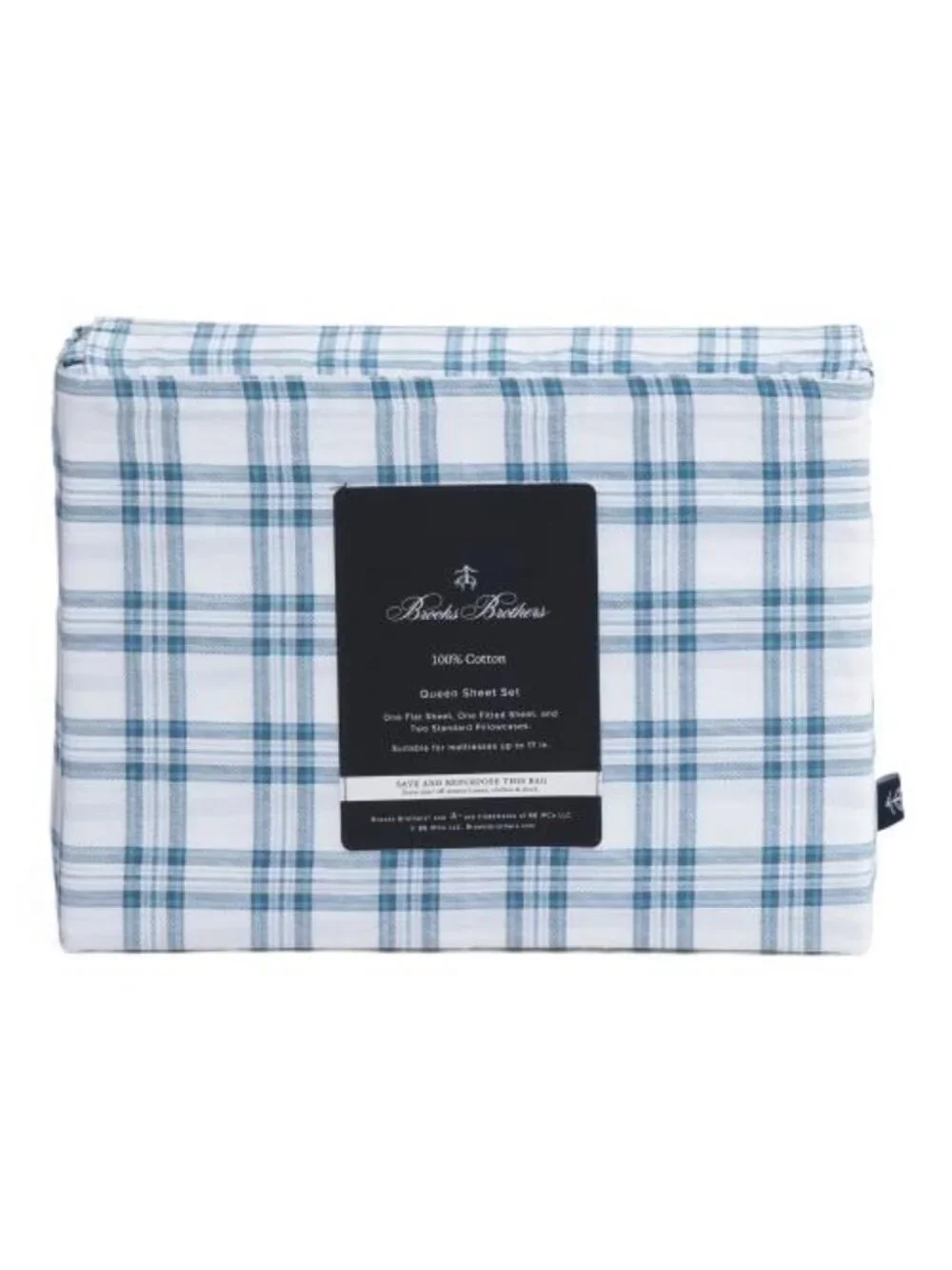 BROOKS BROTHERS Cotton Plaid Sheet Set