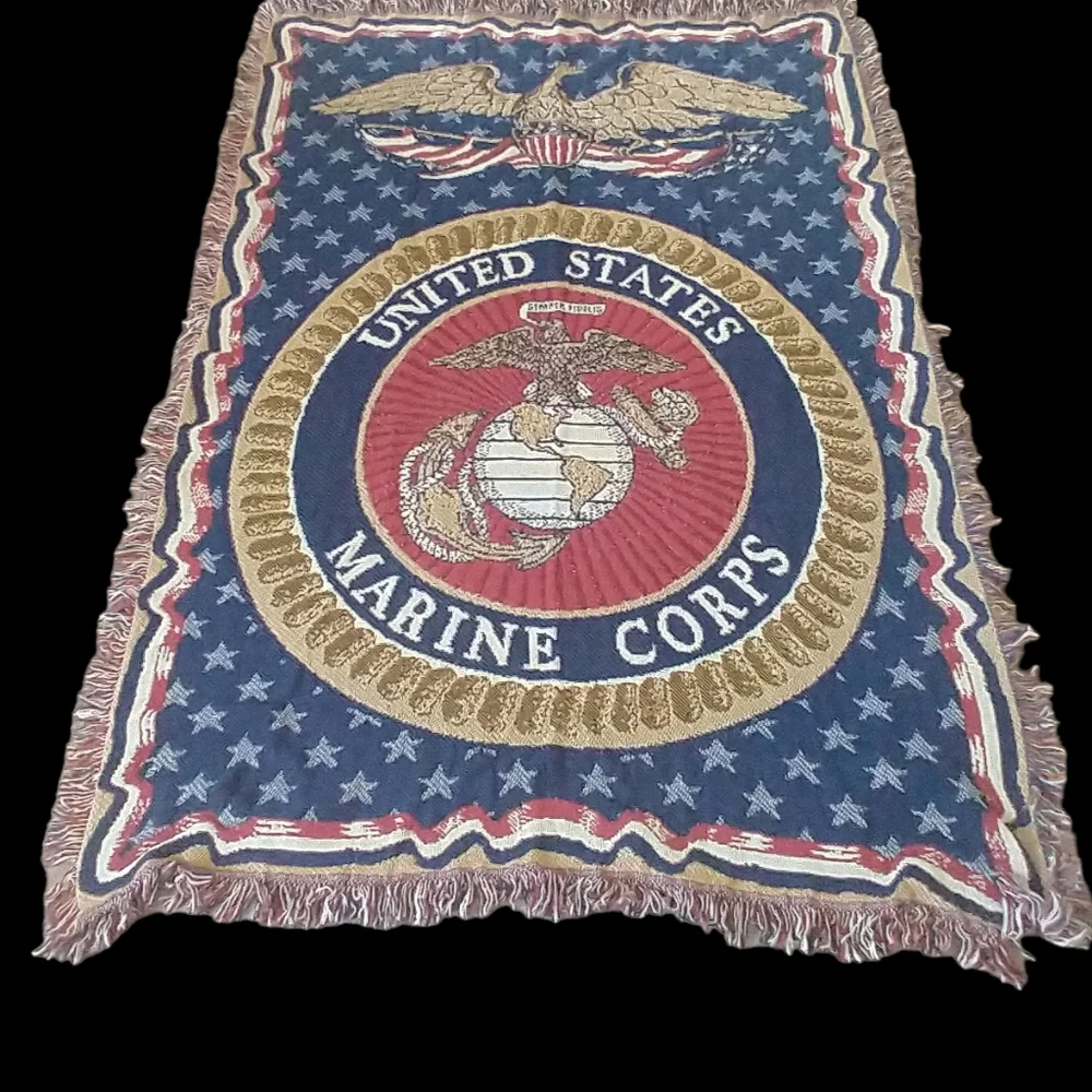 Simply Home Tapestry Throw U.S. Marine Triple Layer Blanket 45