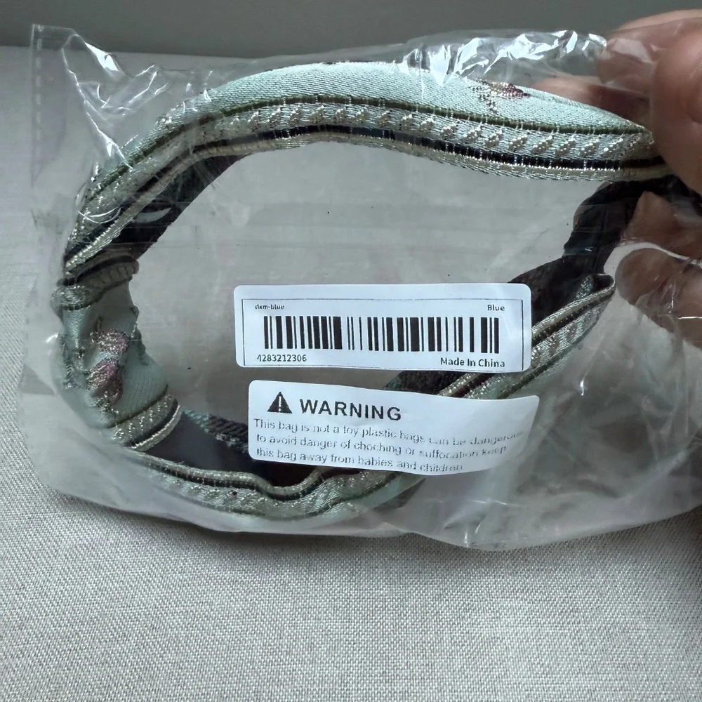 Vintage Look Embroidered Satin Headband Still In Package