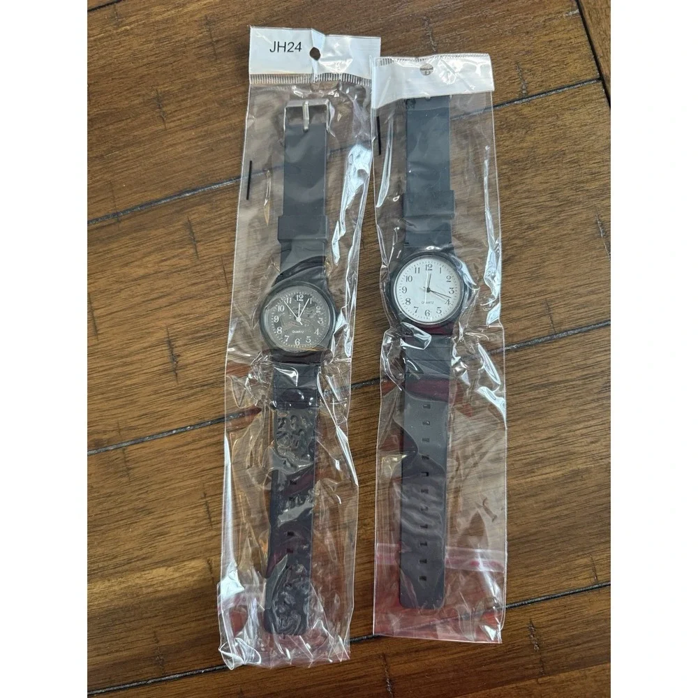 Analog Fashion Watches,‎ White Dial, Black, 2 Pieces