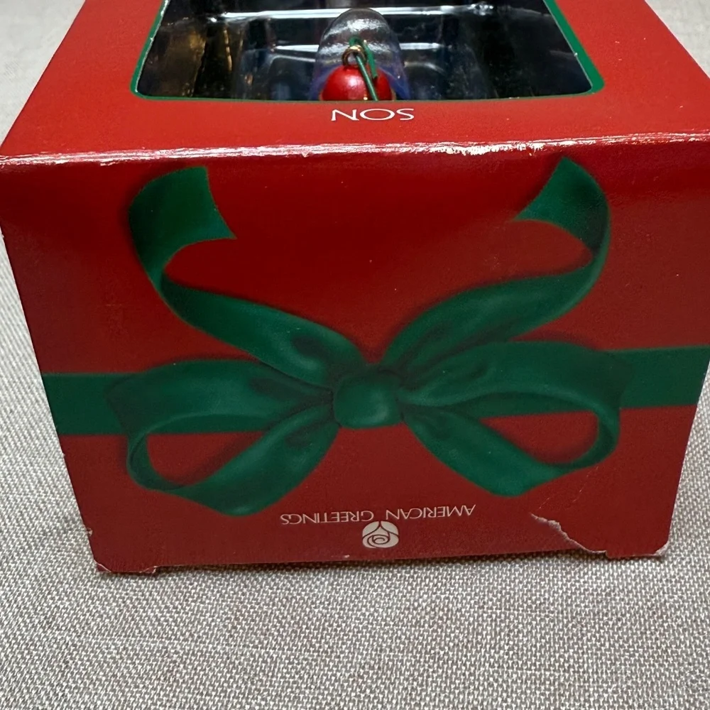American Greetings Son Dated 2002 Racecar Christmas Holiday Ornament