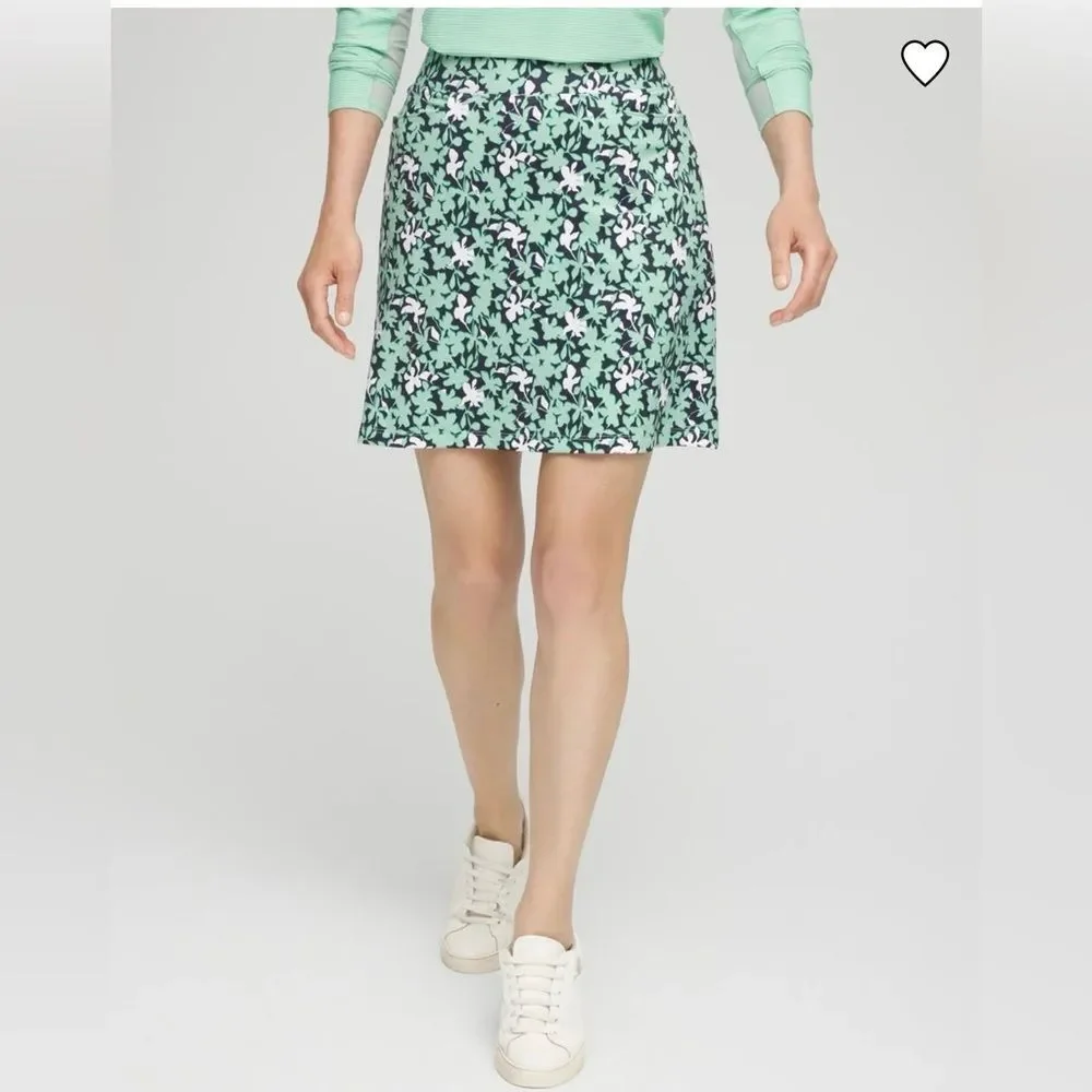 Chico’s Zenergy Leaf Print Skort SZ 3 US XL Front pocket Pull On Color Mint