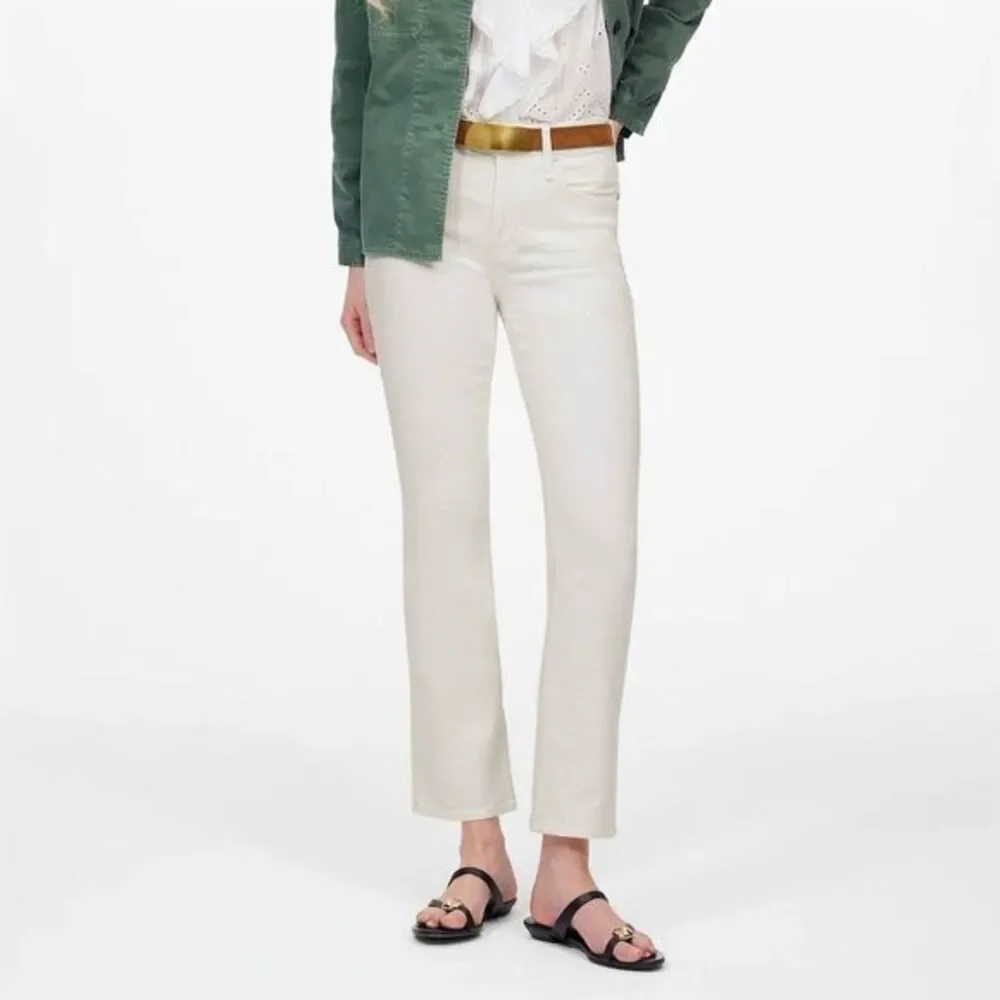 NWT Madewell Women's Tall Kick Out Crop Jeans Pure White Size 28 Mid-Rise Summer