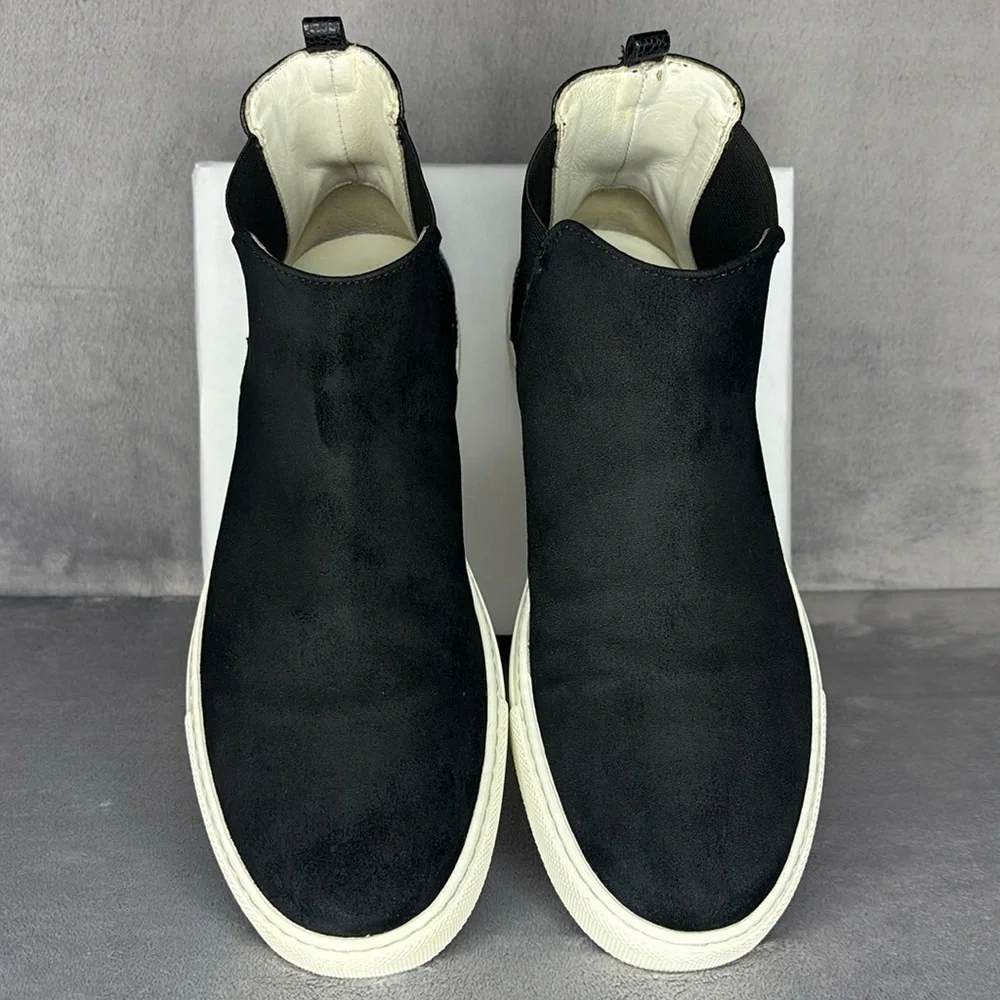 Lanvin Black Suede Chelsea Sneaker Boots 41 EU 8 US Made in Italy