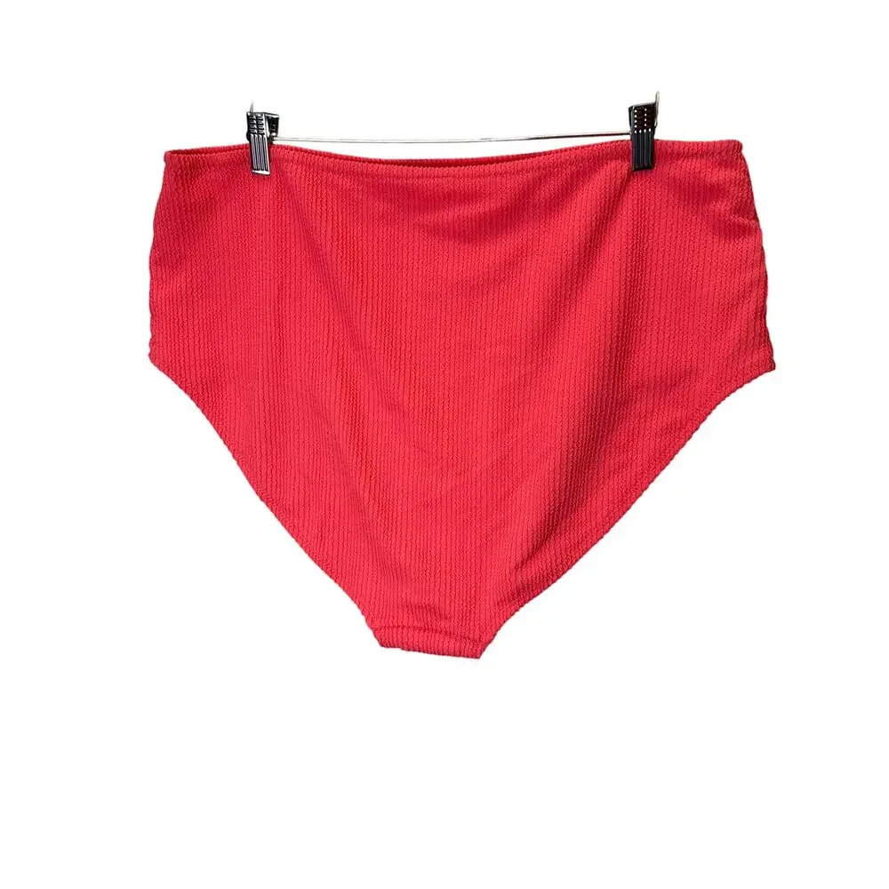 Old Navy High-Waisted Ribbed Bikini Swim Bottoms‎ coral plus size 3X NWT