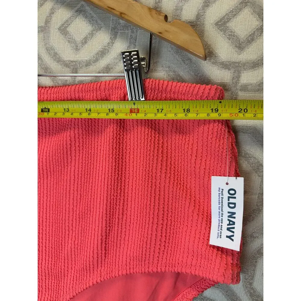 Old Navy High-Waisted Ribbed Bikini Swim Bottoms‎ coral plus size 3X NWT