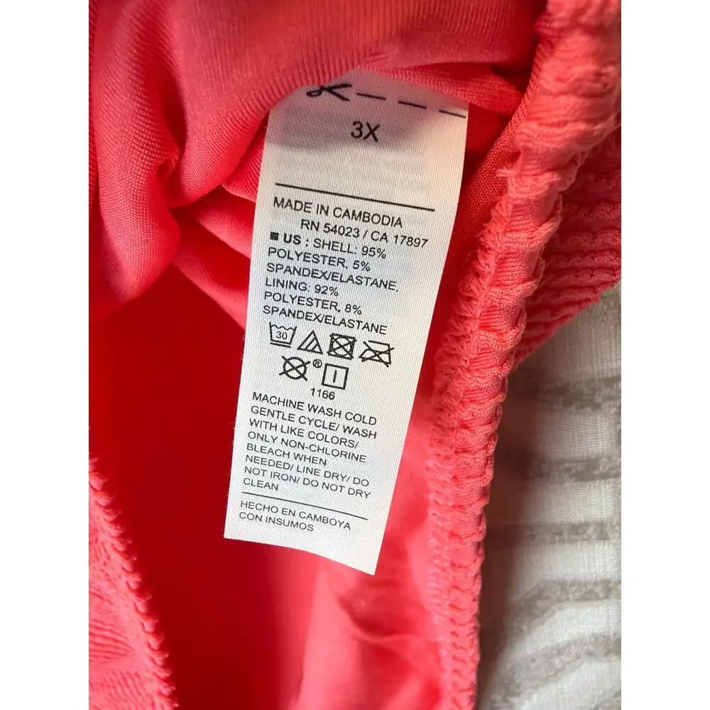 Old Navy High-Waisted Ribbed Bikini Swim Bottoms‎ coral plus size 3X NWT