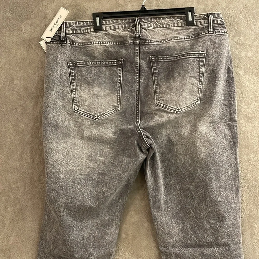 NWT Juicy Couture Venice Straight‎ Leg Jeans Grey Marble Women’s Sz 20W 5 pocket