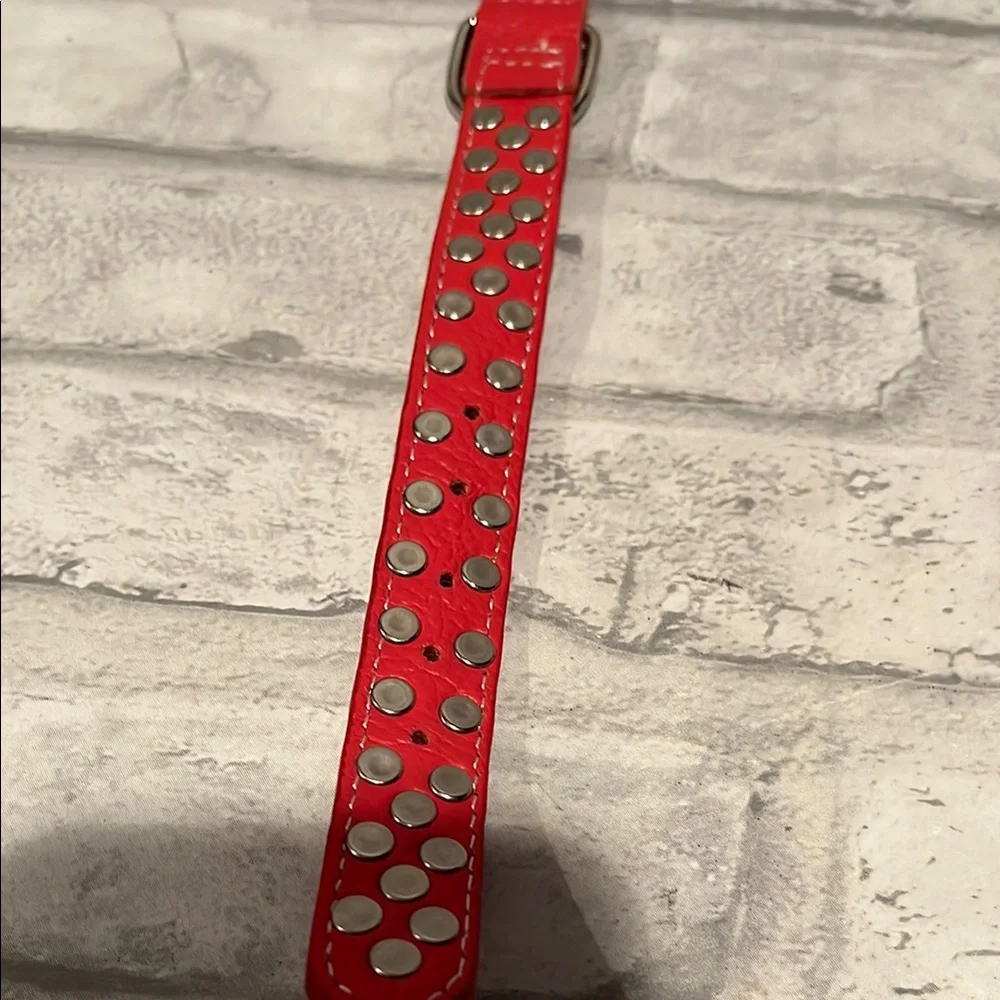 Vintage Red DOGO designs studded dog collar small new with tag NY