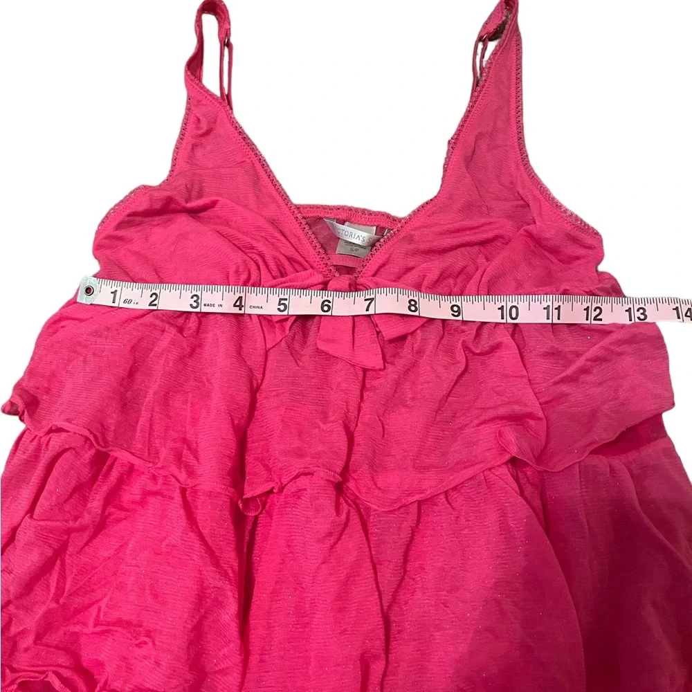 Victoria’s Secret Y2K Pink Layered Ruffle babydoll Sleep or dress Tank small