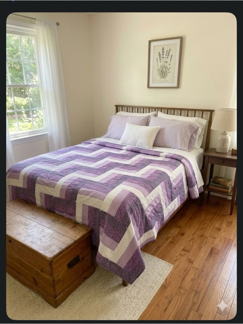 Lavender Chevron Quilt - Purple & White Bedspread