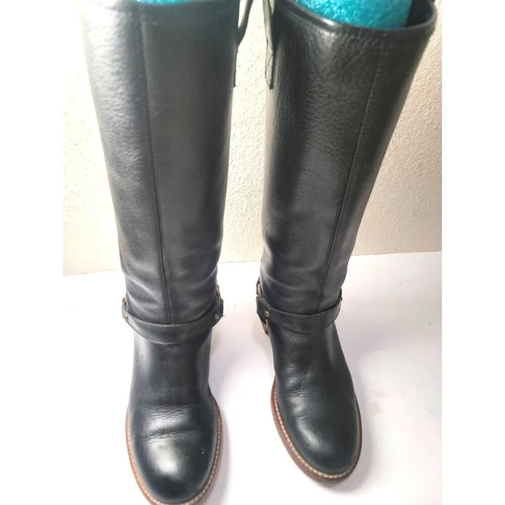 Banana Republic Women's Knee-High Black Leather Pull On Riding Boots Size 6