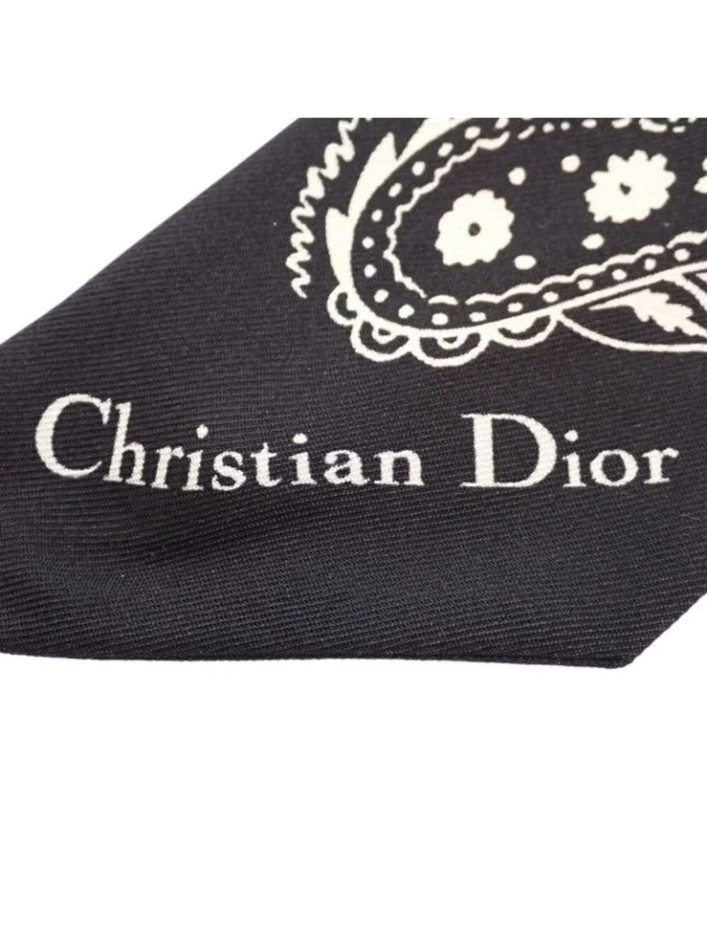 Dior Mitzska Fam le Collection Paisley Heart Silk Black Scarf